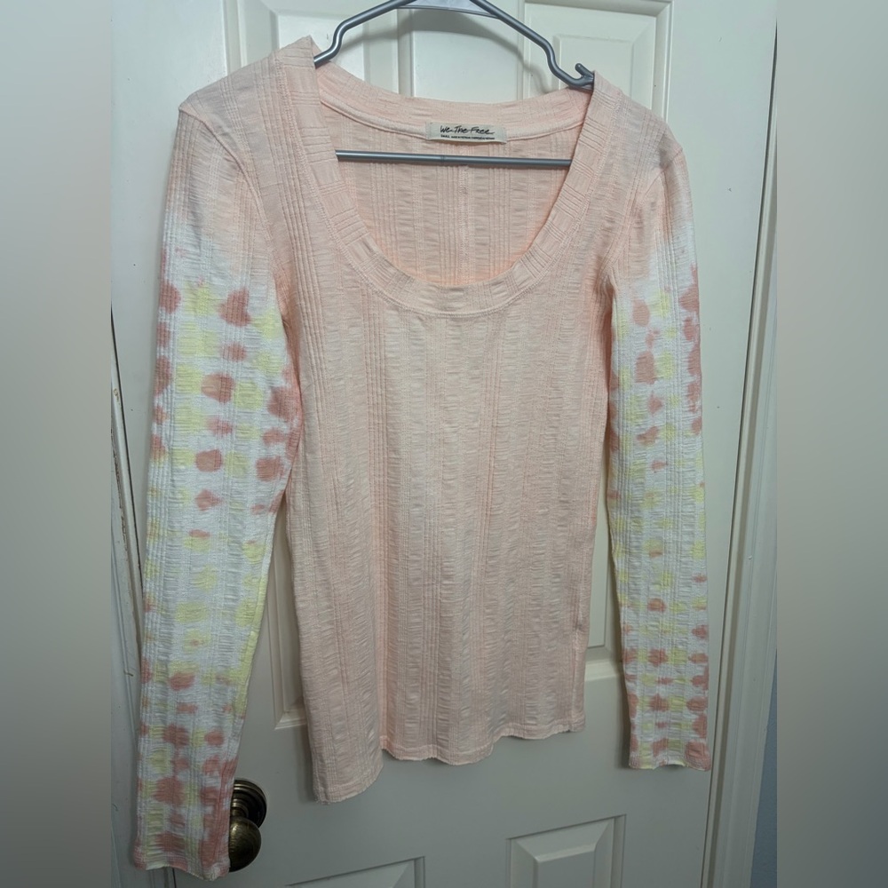 We The Free Pink Big Sur Yellow Tie Dye Long Sleeve Top
